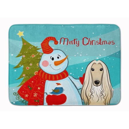 Carolines Treasures Snowman with Afghan Hound Machine Washable Memory Foam Mat BB1864RUG
